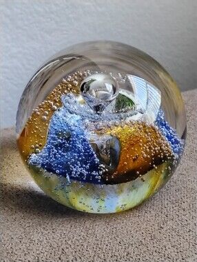 Vintage Caithness Scotland 'Cosmos' Art Glass Paperweight - Signed & Numbered